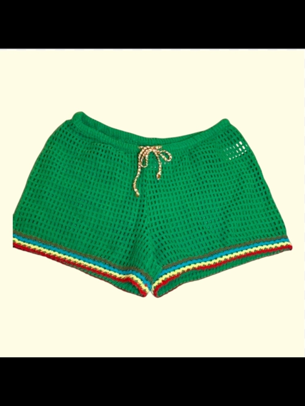 NWOT BDG Open Knit Drawstring Cover-up Shorts-Kelly Green-Med